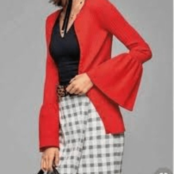 CAbi Sweaters - Cabi Womens Red Ribbed Bell Sleeve Button Front Cardigan Sweater 5285 Size S
